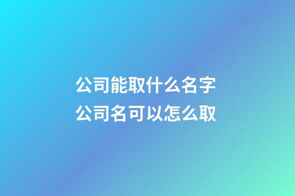 公司能取什么名字 公司名可以怎么取-第1張-公司起名-玄機派